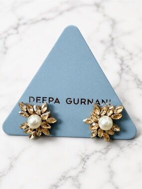 NWT Deepa Gurnani Sahana Earrings Handmade Gold